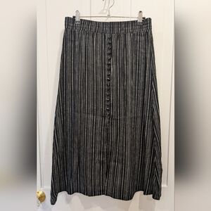 Loft Black and White Striped Linen Blend Maxi Skirt | Xxsmall